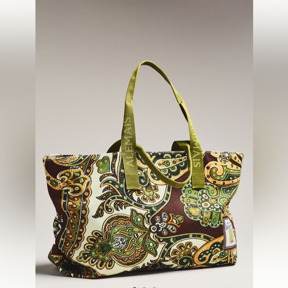 Alemais Green and Brown Paisley Tote Bag